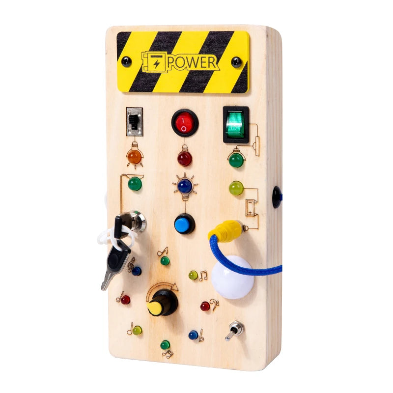 Wooden Sensory Busy Board for Kids | Montessori Circuit Board Toy for Learning & Fine Motor Skills