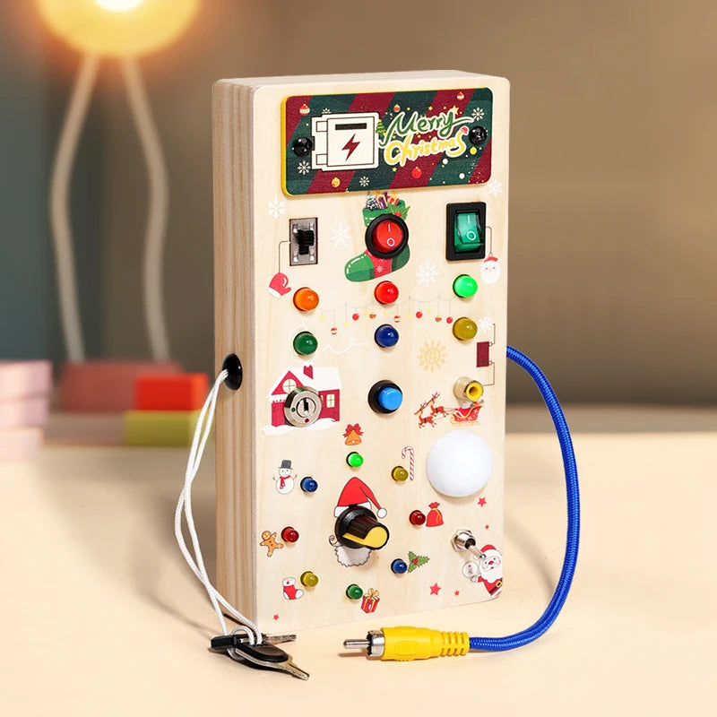 Wooden Sensory Busy Board for Kids | Montessori Circuit Board Toy for Learning & Fine Motor Skills