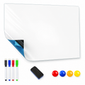 Self adhesive magnetic whiteboard sheet with dry erase markers eraser and colourful magnets for home learning and organisation